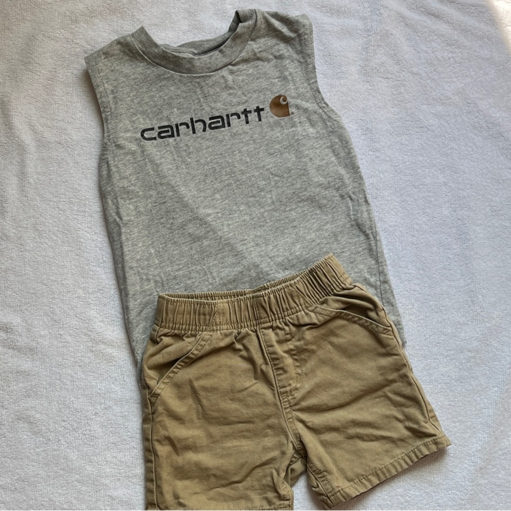 Carhartt Heather Gray Tank and Khaki Shorts Set